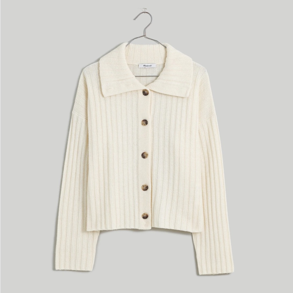Madewell Cream Ribbed Cardigan Sweater